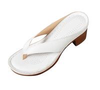 Wedge Sandals for Women UK Kitten Heels Flip Flops Chunky Block Slip on Square Toe Mules Fashion Thong Heeled Sandals for Party Wedding Holiday Ladies Summer Travel Sandal