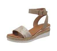 Wedge Sandals for Women UK Sale Open Toe Ankle Strap Platform Sandals Comfortable Mid Heels Casual Holiday Beach Walking Sandals Fashion Ladies Summer Shoes for Indoor and Outdoor
