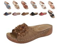 Wedge Sandals for Women UK Wide Fit Summer Slides Fashion Flower Beach Sandals Breathable Hollow Backless Outdoor Shoes Lightweight Non-Slip Soft Sole Slides Best Sellers Items Your Orders