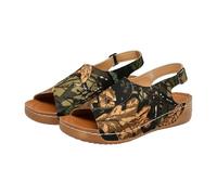 Wedge Sandals For Women Wide Fit,Flat Sandals For Women With Adjustable Ankle Buckle Open Toe Lightweight Breathable Slingback Summer Shoes With Non-Slip Sole Comfy Plantar Causal Shoes