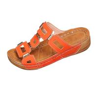Wedge Sandals For Women Wide Fit,Platform Slides For Women Cutout Strap Open Toe Retro Mules With Metallic Buckle Decor Non-Slip Breathable Summer Slippers Comfy Plantar Lightweight Shoes