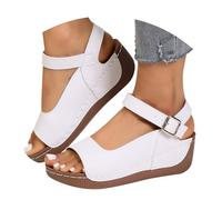 wedge sandals for women,Women's Ankle Strap Sandal Open Toe Lightweight White/Orange/Grey Options Womens Fisherman Sandal 8 (White, 6)
