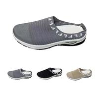 Wedge Sandals for Women,Women's Slip On Sandal with Breathable Mesh Upper Open Toe Casual Summer Comfort Flat Slide Sandals Grey
