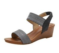 Wedge Sandals Size 5 Walking Womens Arch Support Women's New Summer Large Heel Fashion Roman Sandals Ladies White Size 5 Navy (Black 8)