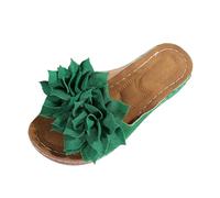 Wedge Sandals Slides Women Boho Floral Peep Toe Wedge Sandals Thick-Soled Soft Sole Open Toe Slides Summer Arch Support Slippers Outdoor Beach Vacation Retro Slippers Roman Casual Shoes 3.5-7.5