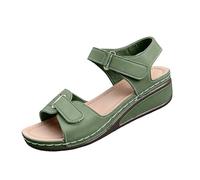 Wedge Sandals Women Hook Loop Open Toe Indoor Outdoor Summer Shoes | Adjustable Hook Loop Straps, Low Wedge Heel, Non-Slip Sole, Lightweight Flexible, Indoor Outdoor Casual Daily Wear