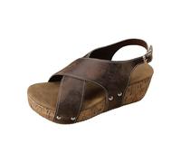 Wedge Sandals Women's Elegant Platform Sandals Women's Cross Strap Leisure Sandals Wide Feet Summer Sandals Beach Outdoor Sandals Fashionable Strappy Sandals with Wedge Heel Beach Sandals, brown, 8 UK