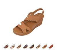 Wedge Sandals, Women's Elegant Sandals with Wedge Heel, Elegant Summer Shoes with Adjustable Strap, Women's Sandals, Platform Sole, Beach Sandals, Breathable Wedge Sandals for Mother's Day, brown, 8.5