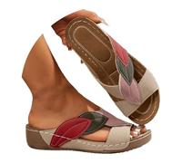 Wedge Sandals Women's Orthopaedic Shoes Women's Platform Sandals Faux Leather Slippers Slides Pumps Peep Toe Summer Shoes Beach Sandals Women's Sandals Slippers Wedges Sandals Mules Size 36-43, khaki