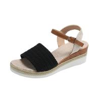 Wedge Sandals Women's Peep Toe Summer Outdoor Sandals Comfortable Elastic Boho Roman Sandals Thick Sole Trekking Sandals Wedge Heel Leisure Sandals Summer Shoes Comfortable Sandals for Holidays, black