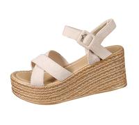 Wedge Sandals Women's Platform Peep Toe Sandals Hollow Outdoor Shoes with Adjustable Buckle Strap Sandals Women's Summer Sandals Comfortable Fashionable Roman Sandals with Wedge Heel Beach Sandals