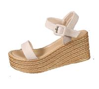 Wedge Sandals Women's Platform Peep Toe Sandals Hollow Outdoor Shoes with Adjustable Buckle Strap Sandals Women's Summer Sandals Comfortable Fashionable Roman Sandals with Wedge Heel Beach Sandals