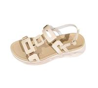 Wedge Sandals Women's Summer Leather Flat Sandals Women's Summer Elegant with Crocodile Pattern Wedge Sandals Strap Sandals Peeptoe Sandals Open Toe Faux Leather Orthopaedic Sandals Beach Sandals