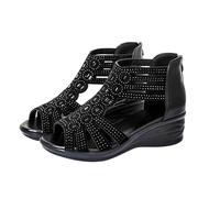 Wedge Sandals, Women's Summer Modern, Roman Sandals, Women's High with Heel, Strappy Sandals, Rhinestone Sandals, Chic Gladiator Sandals, Thick Sole, Comfortable Sandals, Evening Shoes, Sandals,