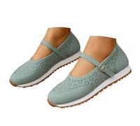 Wedge Shoes - Chaussures Femme ajourées Type Mary Jane, Baskets Basses d’été Grande Taille, Bride réglable à Boucle, Dessus perforé, Semelle crantée, Confort loisirs Marche Ville quotidienne