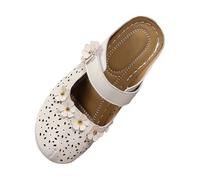 Wedge Slides for Women,Mary Jane Clogs for Women Cutout Closed Toe Slingback Sandals Lightweight Breathable Non-Slip Mules with Floral Applique Comfy Plantar Summer Shoes for Daily Wear Khaki