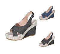 Wedge Slingback Sandals For Women,Platform Sandals For Women,Cross Band Sandal With Adjustable Ankle Buckle Strap,Summer Non-Slip Peep Toe Slides,Comfortable Outdoor Daily Wear Slides