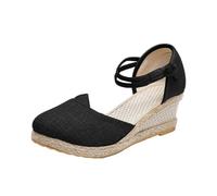 Wedge Toe Post Sandals Arch Supports For Women's New Casual Comfortable Slope Heel Roman Wrap Toe Sandals High Heel Buckle Platform For Women Black Size 5.5 (Black 4.5)