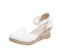 Wedge Toe Post Sandals Arch Supports For Women's New Casual Comfortable Slope Heel Roman Wrap Toe Sandals High Heel Buckle Platform For Women Black Size 5.5 (White 6.5)