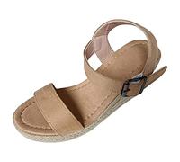 Wedges Sandals For Women Adjustable Buckle Ankle Strap Platform Sandals Durable Traction Outsole Outdoor Summer Walking Shoes Toe Weaving Heel Espadrilles Womens Shoes Ladies Daily Use
