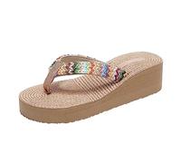 Wedges Sandals for Women Casual Summer Slippers Flip Flops For Women Wear Slope Heel Thick Soled Holiday Casual Beach Sandals (A, 11.5)