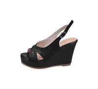 Wedges Sandals Women's Peep Toe High Heel Casual Cool Sandals Elegant Wide Feet Slippers Holiday Slippers Beach Shoes Beach Sandals Outdoor Sandals Closed Slippers, black, 7 UK