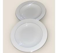 Wedgwood Vera Wang Blanc Sur Blanc 4x Soup Pasta Bowls 23cm Platinum New w. Tag