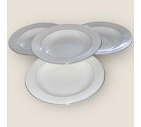 Wedgwood Vera Wang Blanc Sur Blanc 4x Soup Pasta Bowls 23cm Platinum New w. Tag
