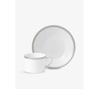 Wedgwood Vera Wang Grosgrain Fine Bone China Teacup and Saucer Set of Two