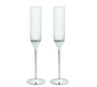 Wedgwood Vera Wang Grosgrain Silver Plate Toasting Flute Pair