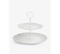 Wedgwood Wedgwood Gio Platinum Geometric-Pattern Two-Tier Bone-China Cake Stand