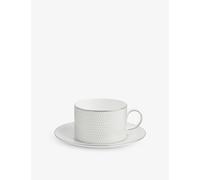 Wedgwood Wedgwood Gio Platinum Metallic Geometric-Pattern Bone-China Teacup and Saucer