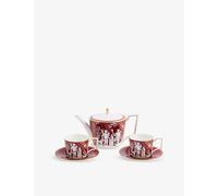 Wedgwood Wedgwood Renaissance Red Patterned Bone-China Teapot, Teacup and Saucer Set