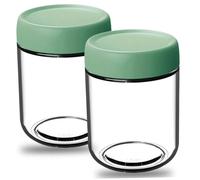 Wedhapy 2PCS Airtight Overnight Oats Jars with Lids,500ml Glass Overnight Oats Container, Clear Wide Mouth Mason Jars Parfait Cups with Lids for Jam,3.5x4.5"" Green