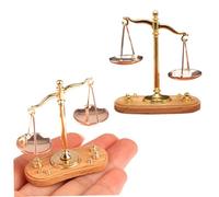 Wedhapy 2PCS Balance Scale for Kids, 2x1.7x0.8'' Exquisite Miniature Alloy Scale of Justice, Vintage Balance for Miniature Landscaping, Dollhouse and Car Decoration
