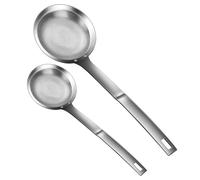 Wedhapy 2PCS Fat Skimmer Spoon Large & Small Fine Mesh Stainless Steel Skimmer Spoon with Hanging Hole Polished Strainer Spoon for Skimming Grease, Foam HOME