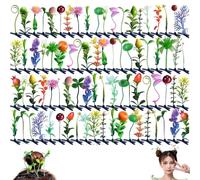 Wedhapy 40Pcs Sprouts Rave Clips, Cute Plastic Plant Hair Clips, Mixed Style Hair Accessories for Parties