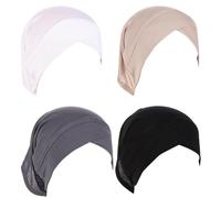 Wedhapy 4PCS Non Slip Hijab Cap, Stretchy Breathable Hijab Caps Under Scarf, Solid Color Muslim Head Scarf for Women
