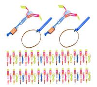 Wedhapy 50PCS Spin Copter LED Flying Toy with Slingshots & Arrows Funny Glow Toys Easy to Use Summer Outdoor Games Slingshot Flyer for Children's Day Party Gifts
