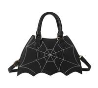 Wedhapy Bat Purse Black Bat Wing Halloween Purse with Adjustable Strap Waterproof PU Leather Gothic Horror Spider Web Crossbody Bags Handbag for Women Horror Purse