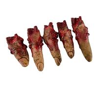 Wedhapy bloody fingers Halloween Bloody Body Parts 5Pcs Realistic Severed Fingers Horror Scary Prank Toys Props for Haunted Room Vampire Zombie, No Rope