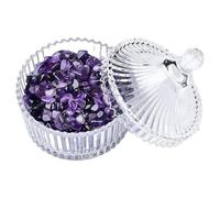 Wedhapy Body Powder Puff and Container, Extra Large Clear Crystal Powder Container, Exquisite Elegant Glass Dish, Puff Not Including