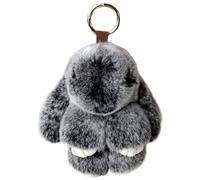 Wedhapy Bunny Keychain Bunny Keychain Black Soft Rabbit Doll Fluffy Bunny Keychain with Metal Buckle Cute Bag Charm Kawaii Stuffed Animal Keychain for Handbags, Backpacks