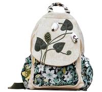 Wedhapy Canvas Backpack for Women, Boho Style Flower Backpack Purse with Multi-pocket, Single/Double Shoulder Cross Body Bag for Woman
