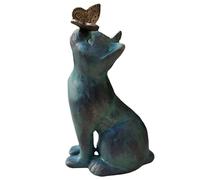 Wedhapy Cat Ornaments for Garden Decor Resin Cat Statue Play with Butterfly Curious Cat Garden Ornament Cute Cat Figures Cat Lover for Patio Lawn Porch Decorations