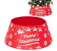 Wedhapy Christmas Tree Skirt Base Collar 28 Inch Glitter Shiny Sequins Xmas Ring Basket Cover Holiday Home Party Decor Ornaments Red