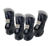 Wedhapy Dog Boots Dog Winter Boots 4Pcs/Set Thermal Plush-lined Synthetic Leather Dog Shoes Soft Non-slip Dog Snow Boots for Small and Medium Sized Dogs, Size 1