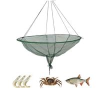 Wedhapy Drop Net For Pier Fishing, 39.4'' Dia. Heavy-Duty Large Fishing Net, Nylon Mesh, Foldable, Portable, Tan