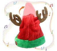 Wedhapy Electric Christmas Hat Singing Dancing Santa Reindeer Antlers Party Costume