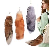 Wedhapy Fox Tails, Therian Tail, 3PCS 15.8 Inch Long Therian Fox Tail with Clasp, Soft Fluffy Foxy Keychain, Hanging Tails for Handbag Backpack